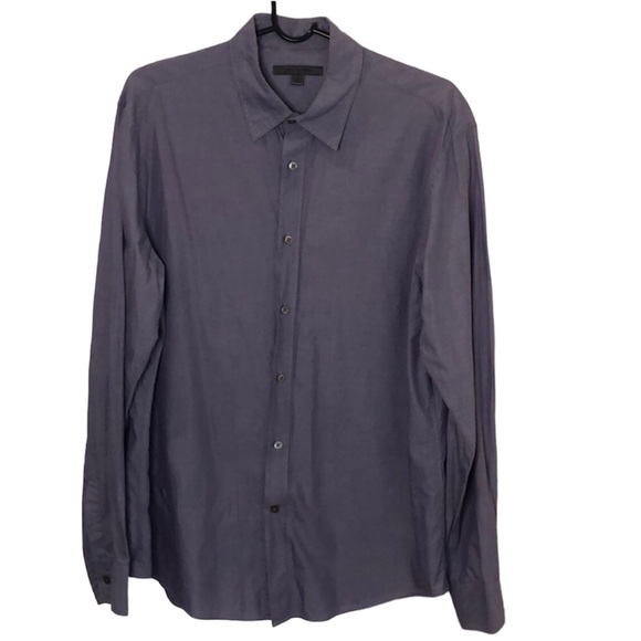 JOHN VARVATOS purple and white pin stripe button down shirt size Medium - Picture 1 of 14